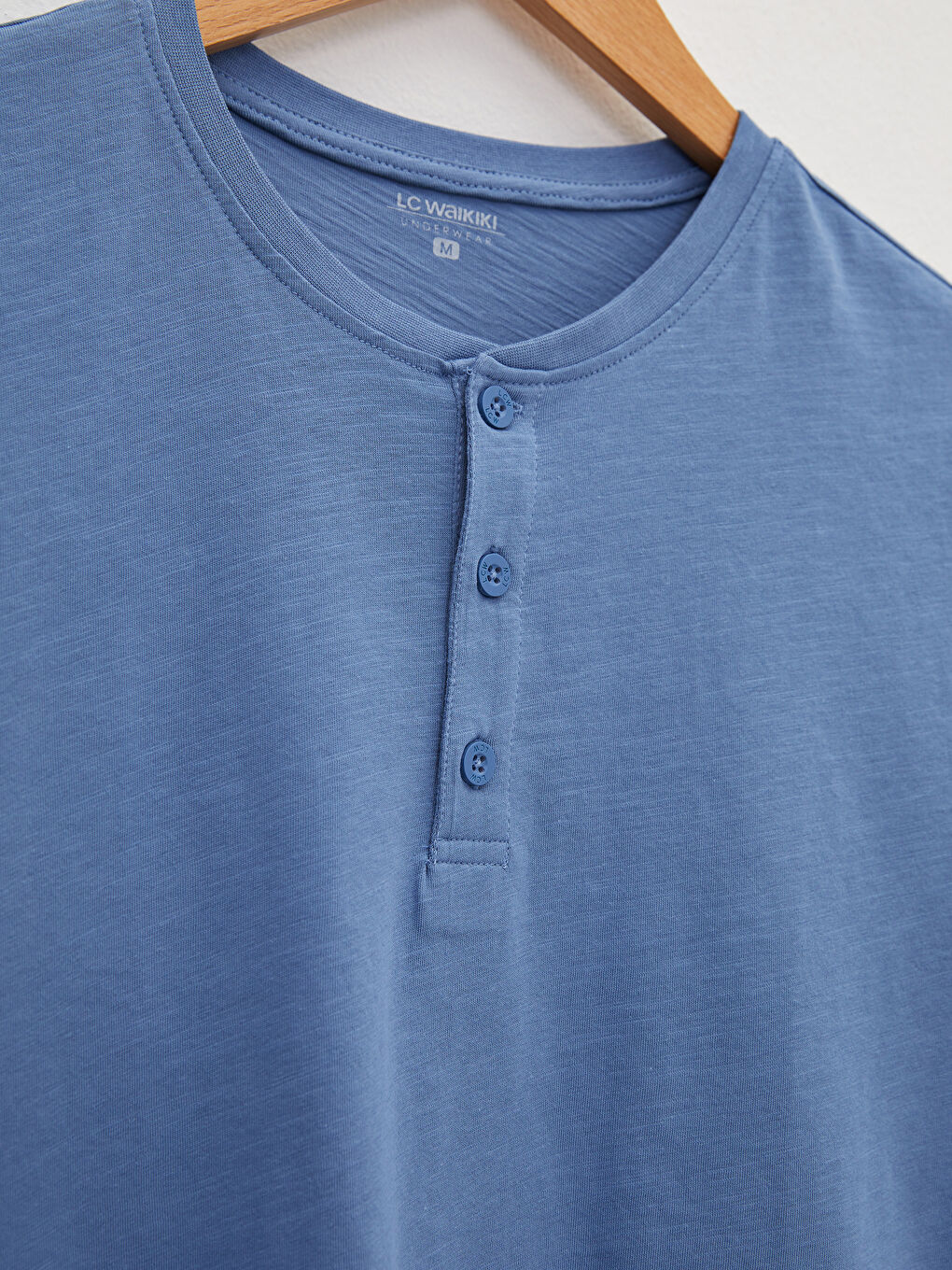 Mavi Bisiklet Yaka Kısa Kollu Pamuklu Erkek Atlet-6