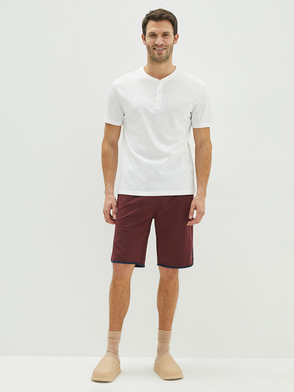 Beyaz Bisiklet Yaka Kısa Kollu Pamuklu Erkek Atlet-2