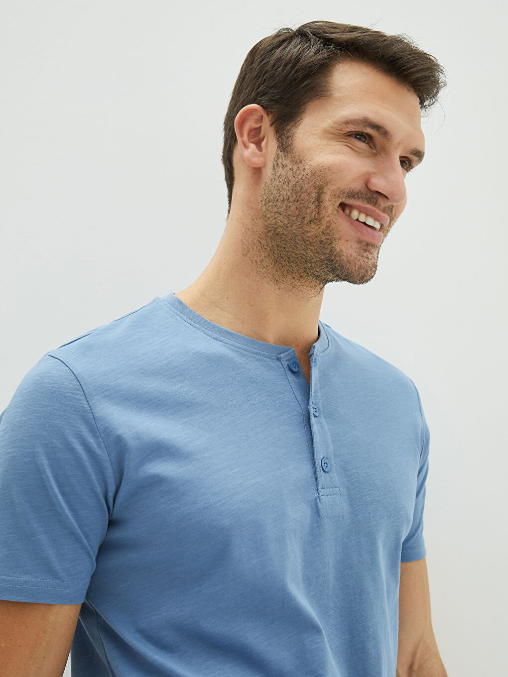 Mavi Bisiklet Yaka Kısa Kollu Pamuklu Erkek Atlet-1