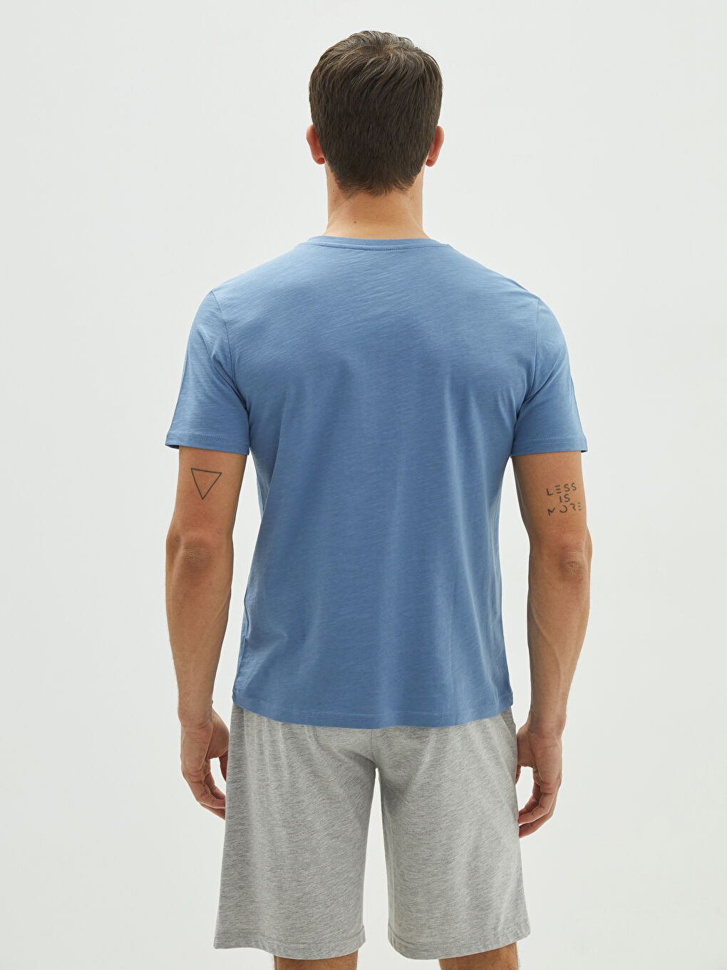 Mavi Bisiklet Yaka Kısa Kollu Pamuklu Erkek Atlet-4