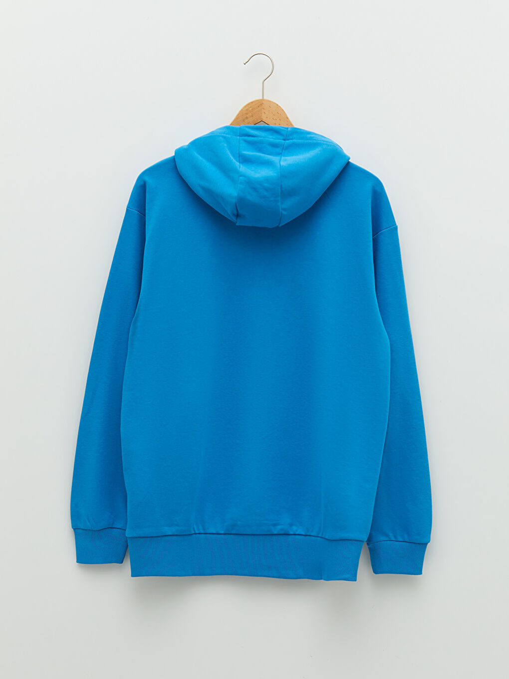 Mavi Uzun Kollu Baskılı Erkek Hoodie-6