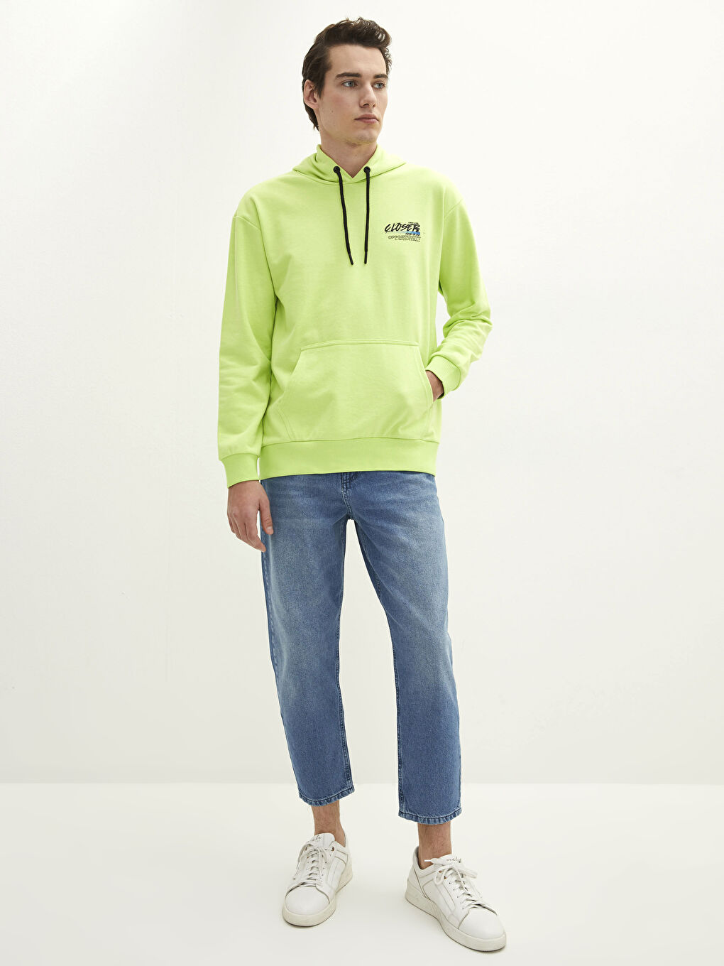 هودي مطبوع كم طويل للرجال-2