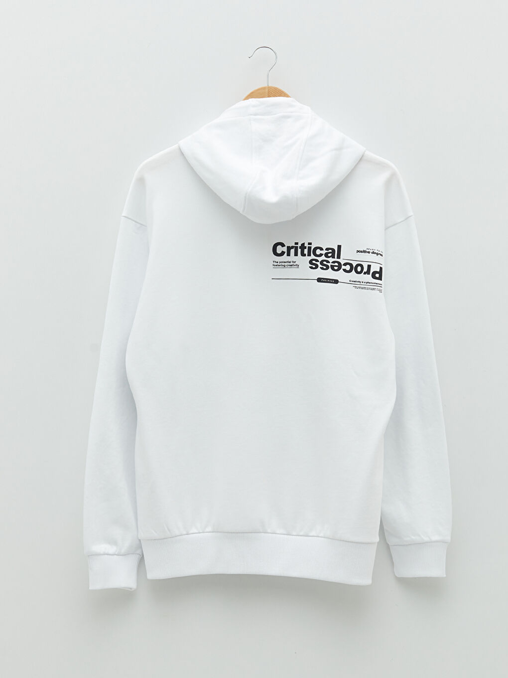 Beyaz Uzun Kollu Baskılı Erkek Hoodie-14