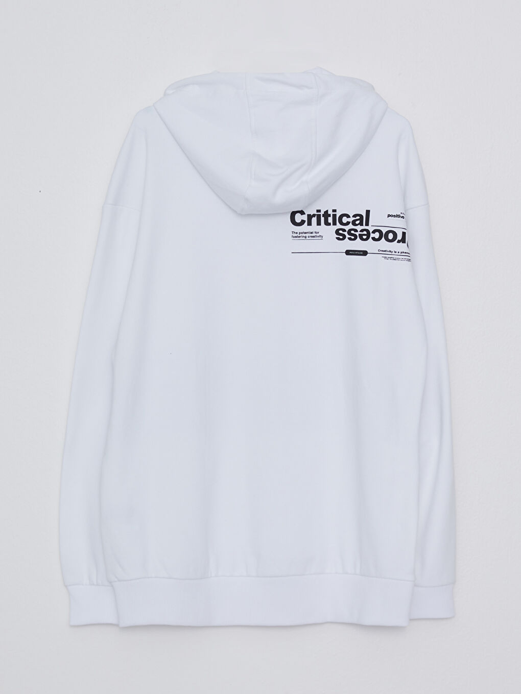 Beyaz Uzun Kollu Baskılı Erkek Hoodie-13