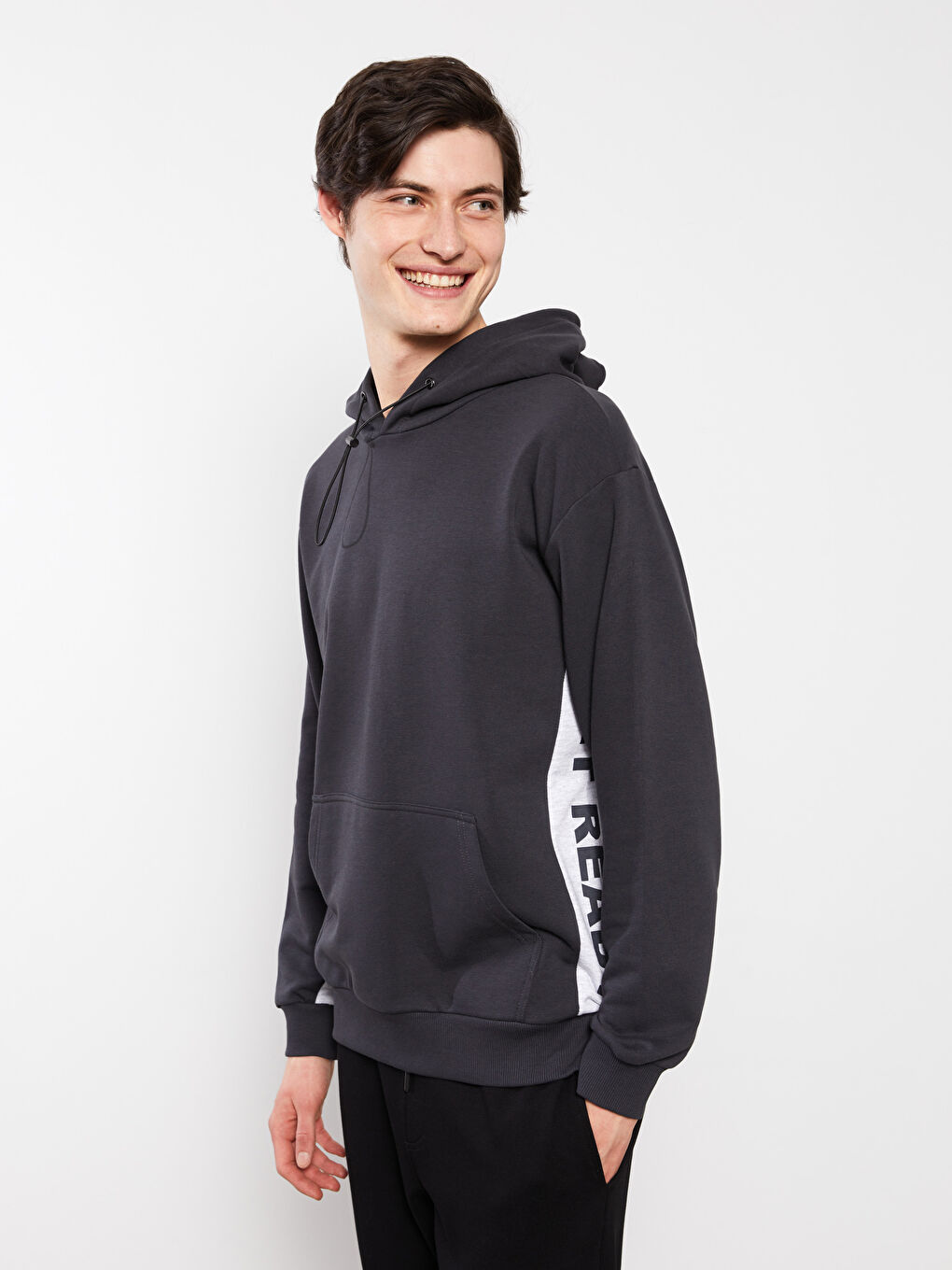 LCW Casual Antrasit Uzun Kollu Baskılı Erkek Hoodie - 2