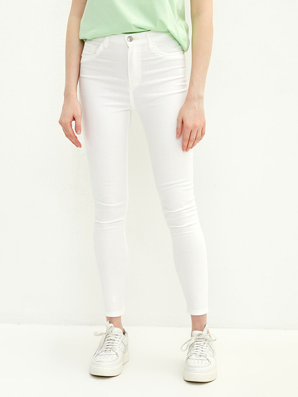 Beyaz Yüksek Bel Jüpiter Süper Skinny Fit Kadın Jean Pantolon-4