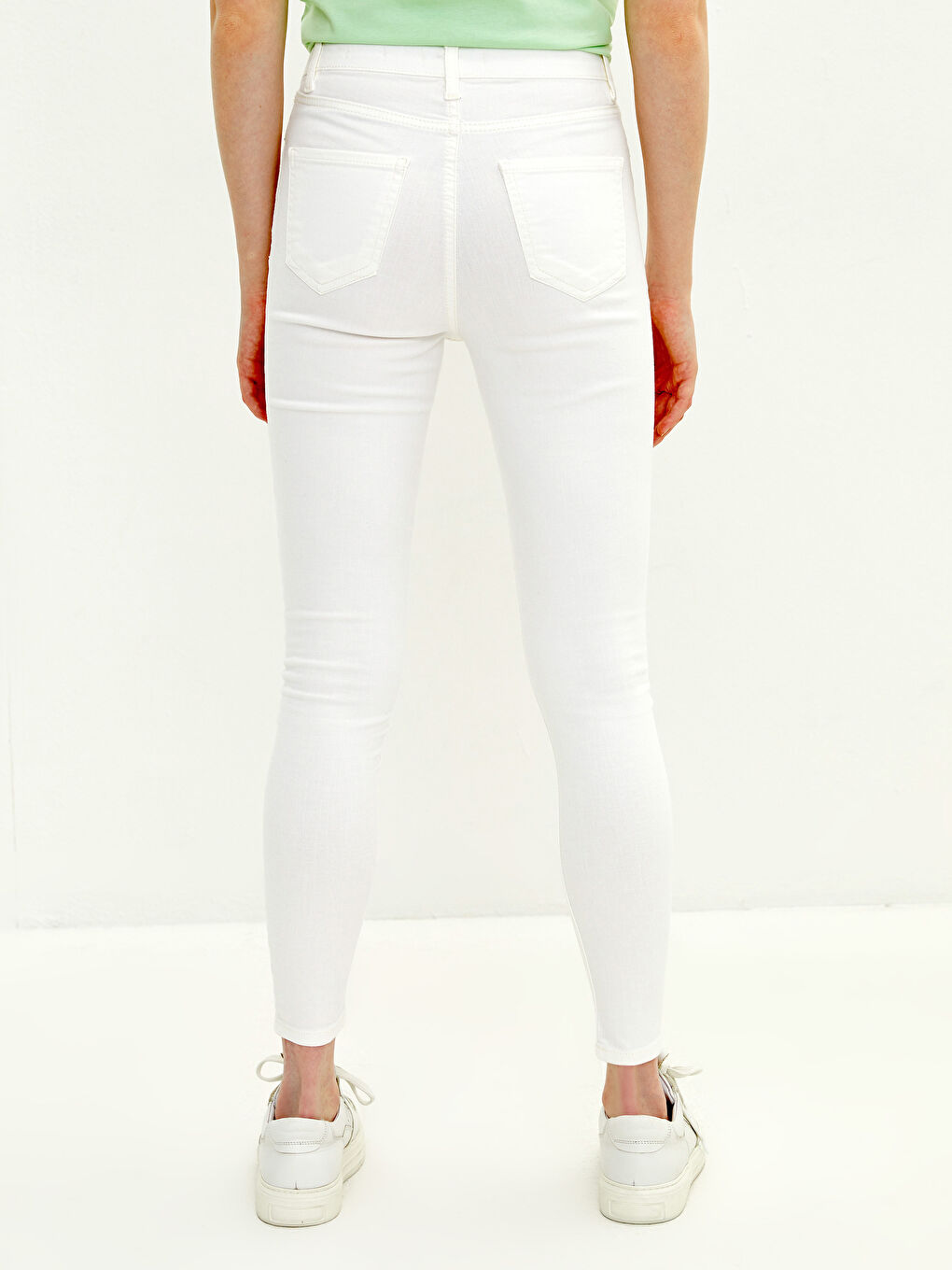 Beyaz Yüksek Bel Jüpiter Süper Skinny Fit Kadın Jean Pantolon-5
