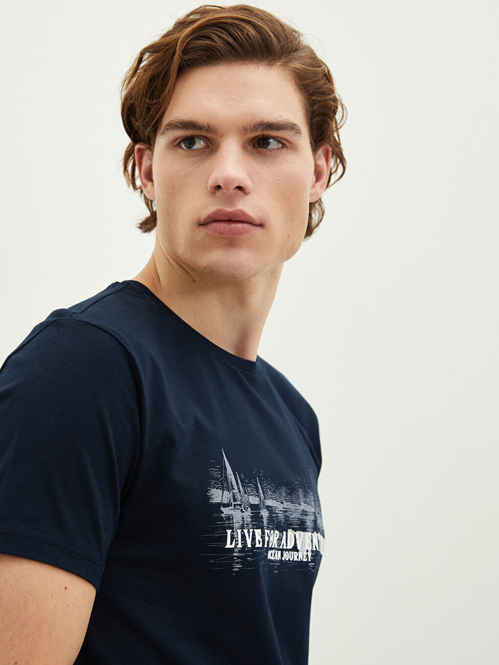 XSIDE T-shirt pour hommes en coton peigné imprimé à manches courtes et col rond -S22887Z8-HRZ