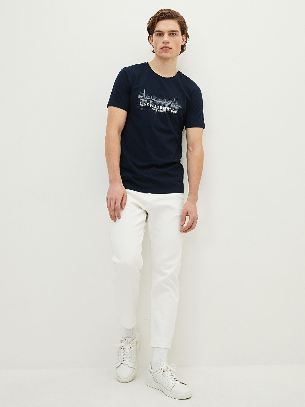 XSIDE T-shirt pour hommes en coton peigné imprimé à manches courtes et col rond -S22887Z8-HRZ