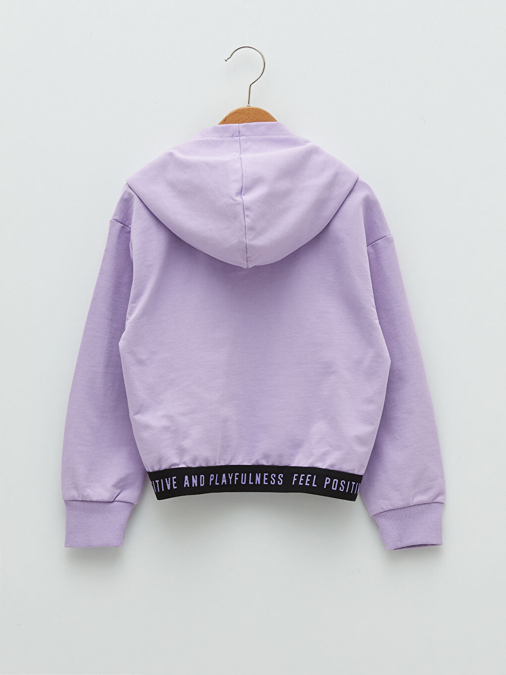 Lila Kapüşonlu Baskılı Uzun Kollu Kız Çocuk Sweatshirt-1
