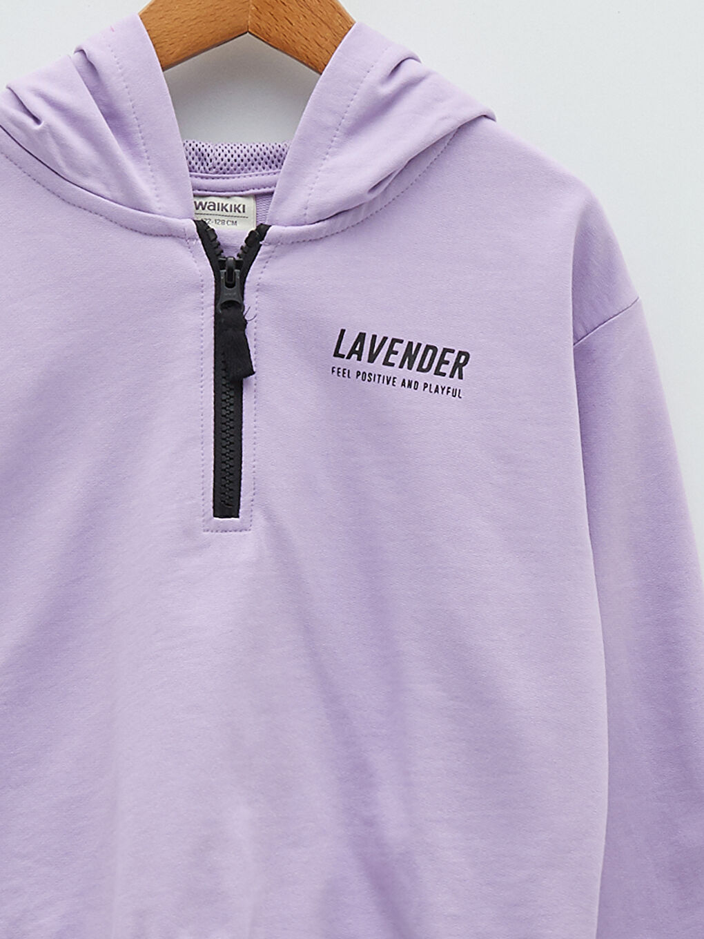 Lila Kapüşonlu Baskılı Uzun Kollu Kız Çocuk Sweatshirt-2
