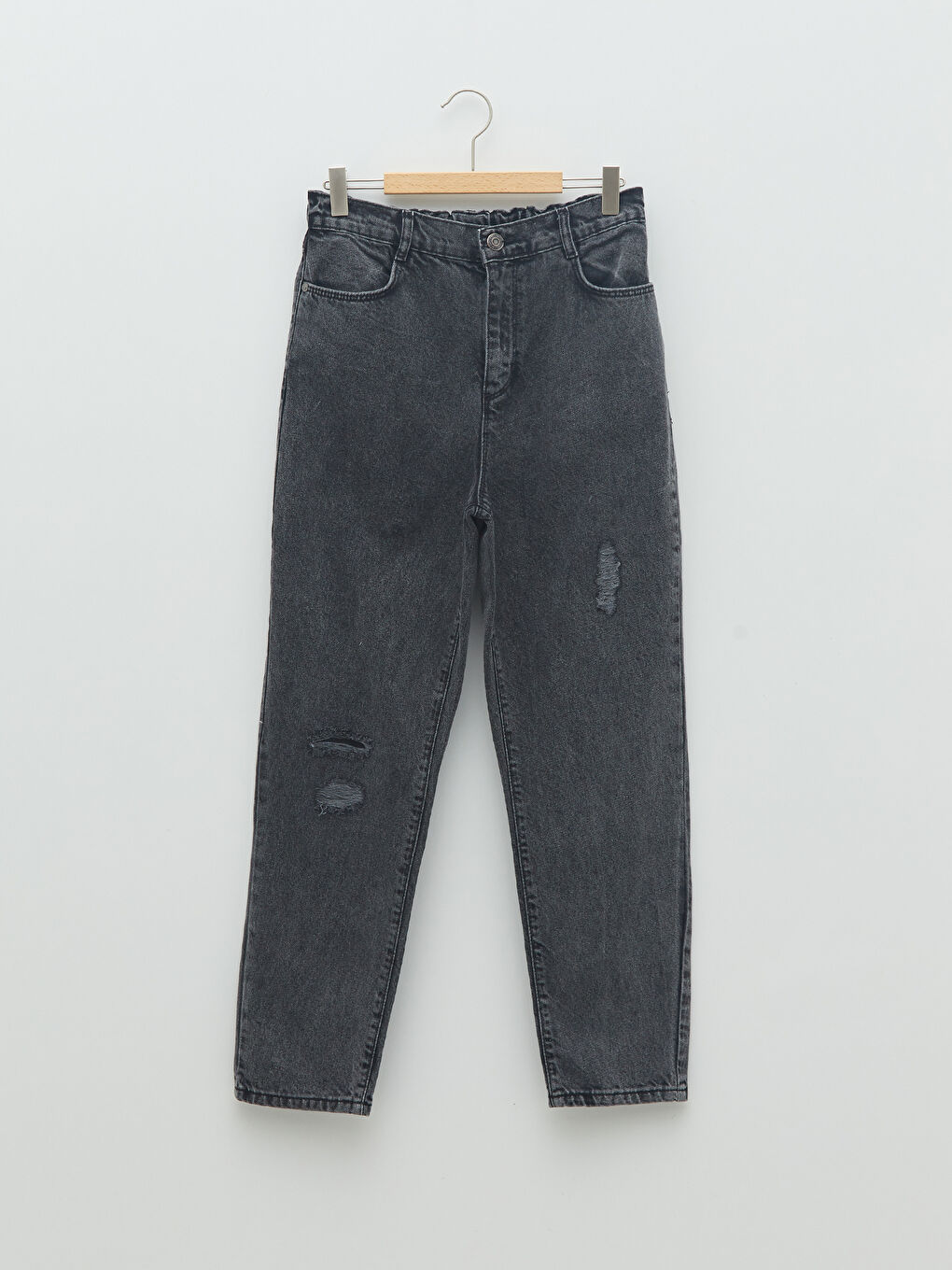 Basic Elastic Waist Girl Mom Jeans -S22944Z4-502