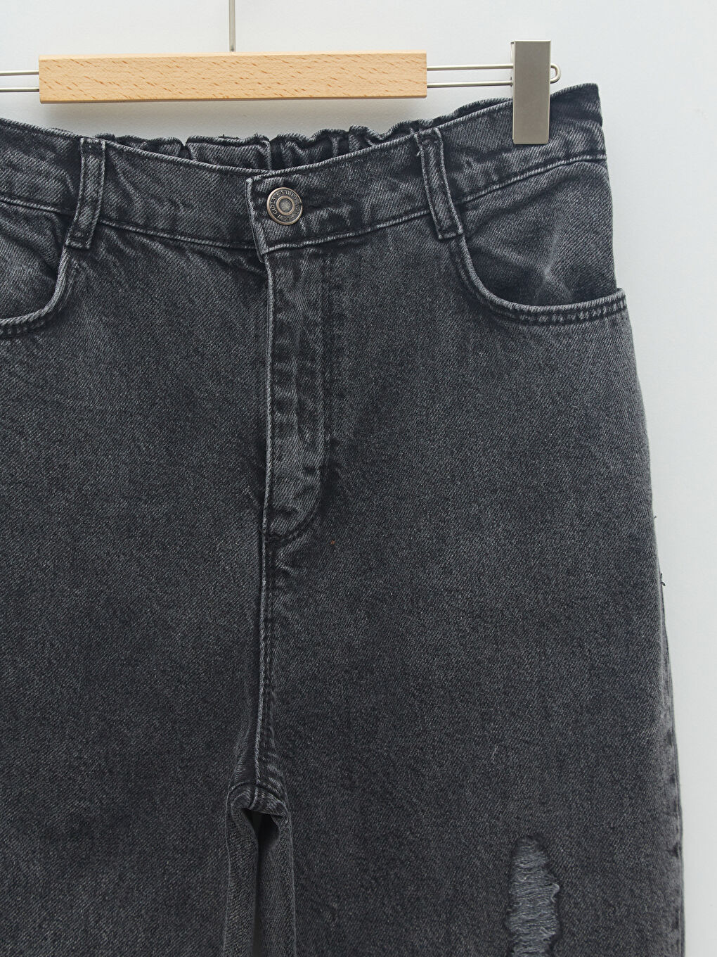 Basic Elastic Waist Girl Mom Jeans -S22944Z4-502