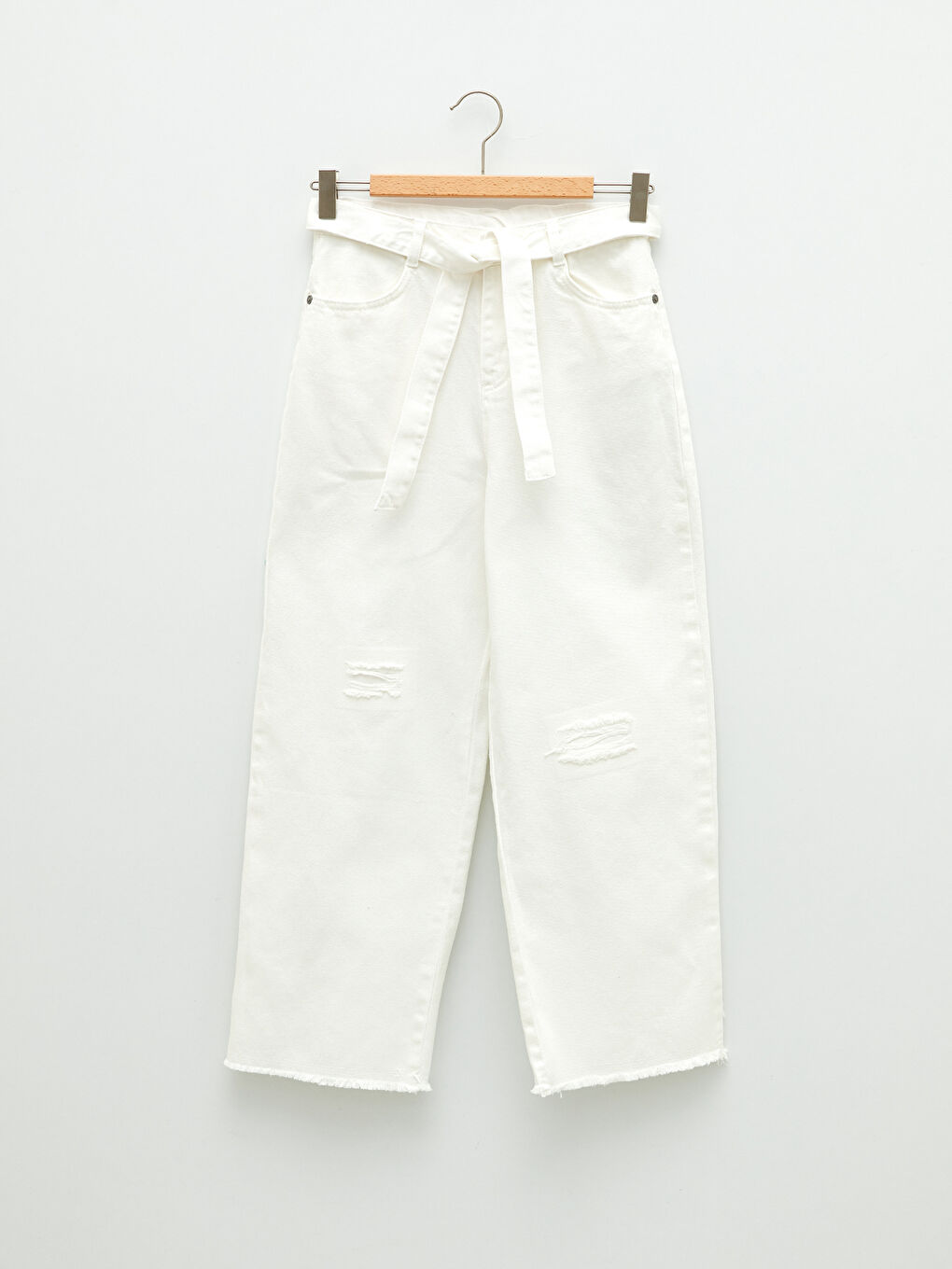 LCW Kids Zerrissene, Detaillierte Gabardine-Hose mit Weitem Bein für Mädchen -S22945Z4-FDU