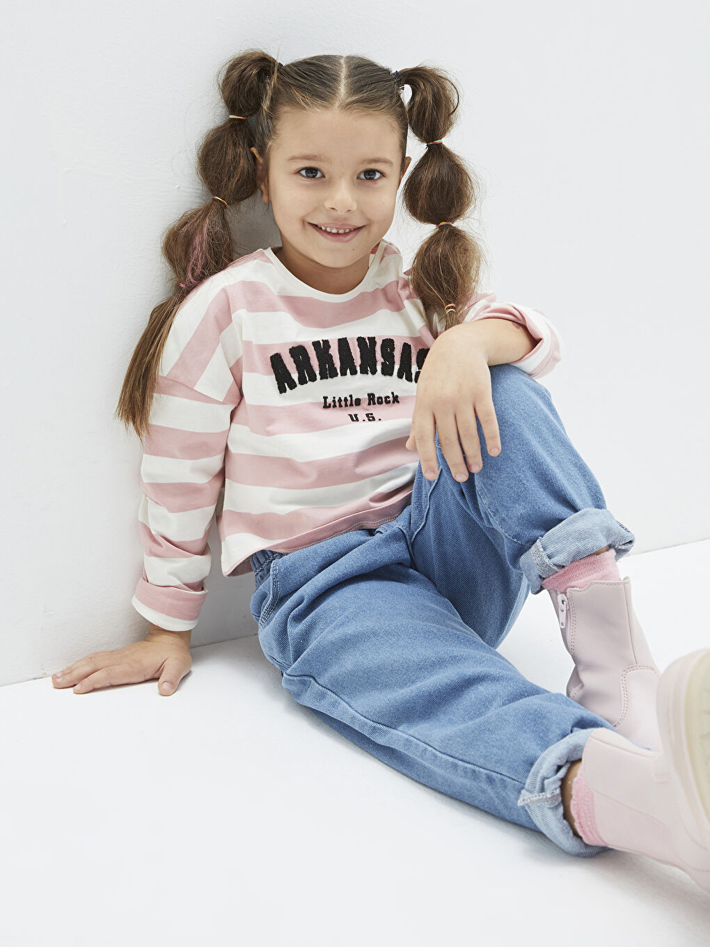 LCW Kids Основни памучни дънки за момичета с еластична талия -S22947Z4-H45