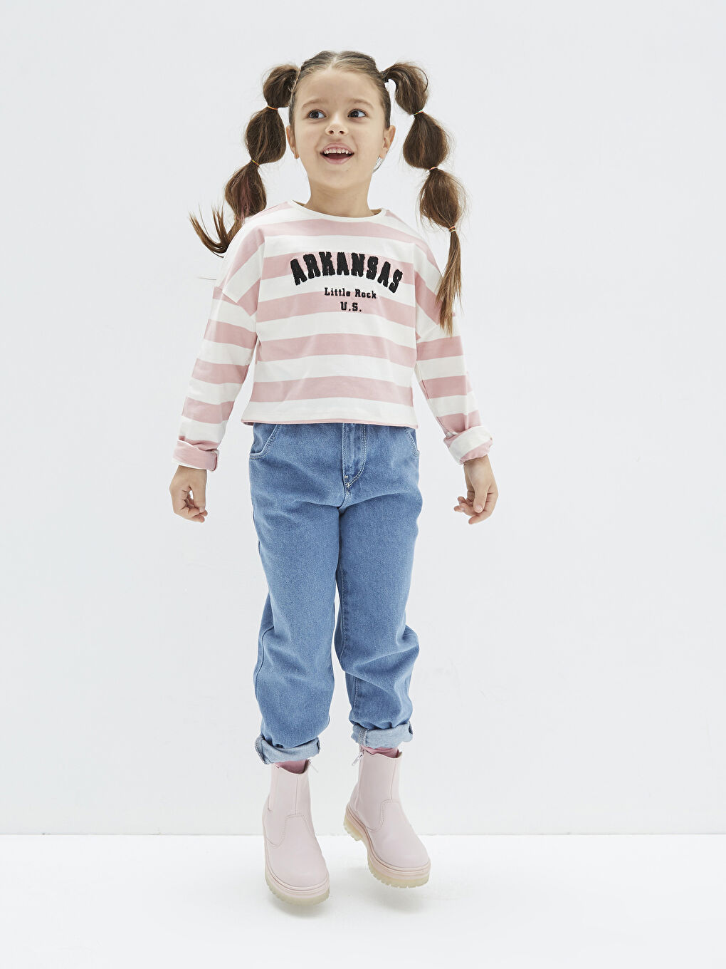 LCW Kids Основни памучни дънки за момичета с еластична талия -S22947Z4-H45