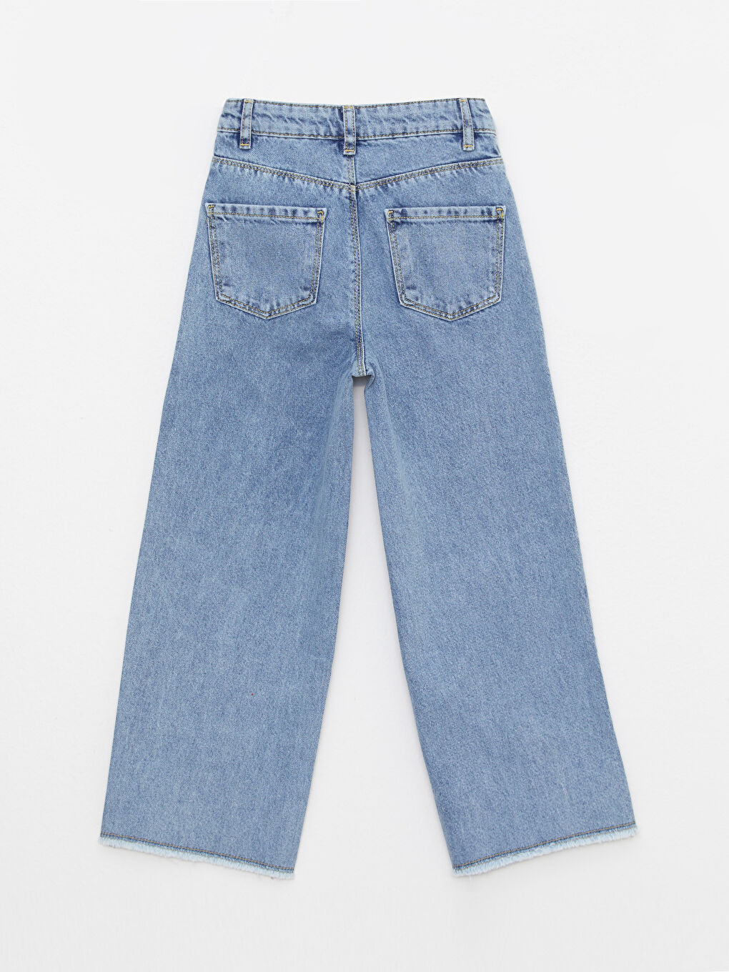 Basic Geniş Paça Kız Çocuk Jean Pantolon-2