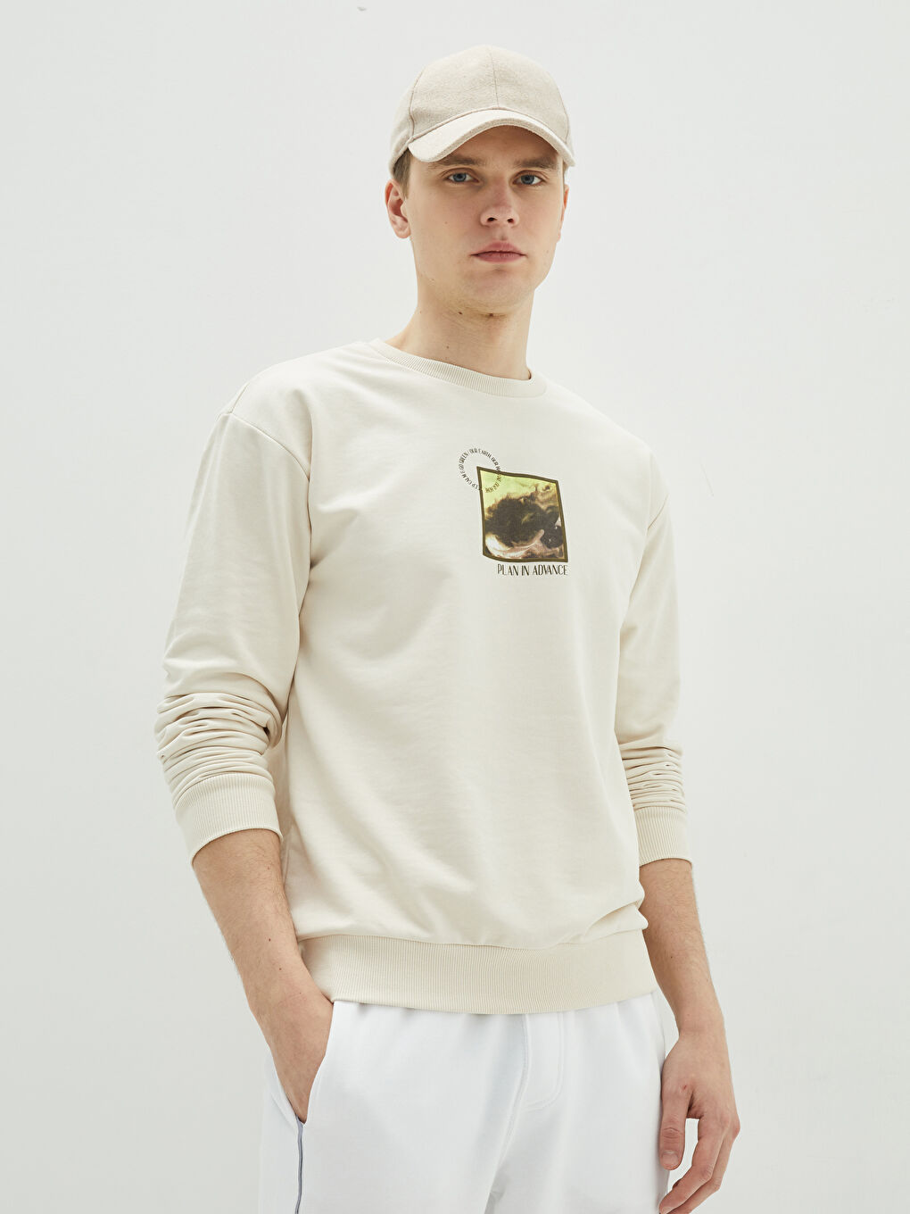 Rundhalsausschnitt Langarm Bedrucktes Herren-Sweatshirt