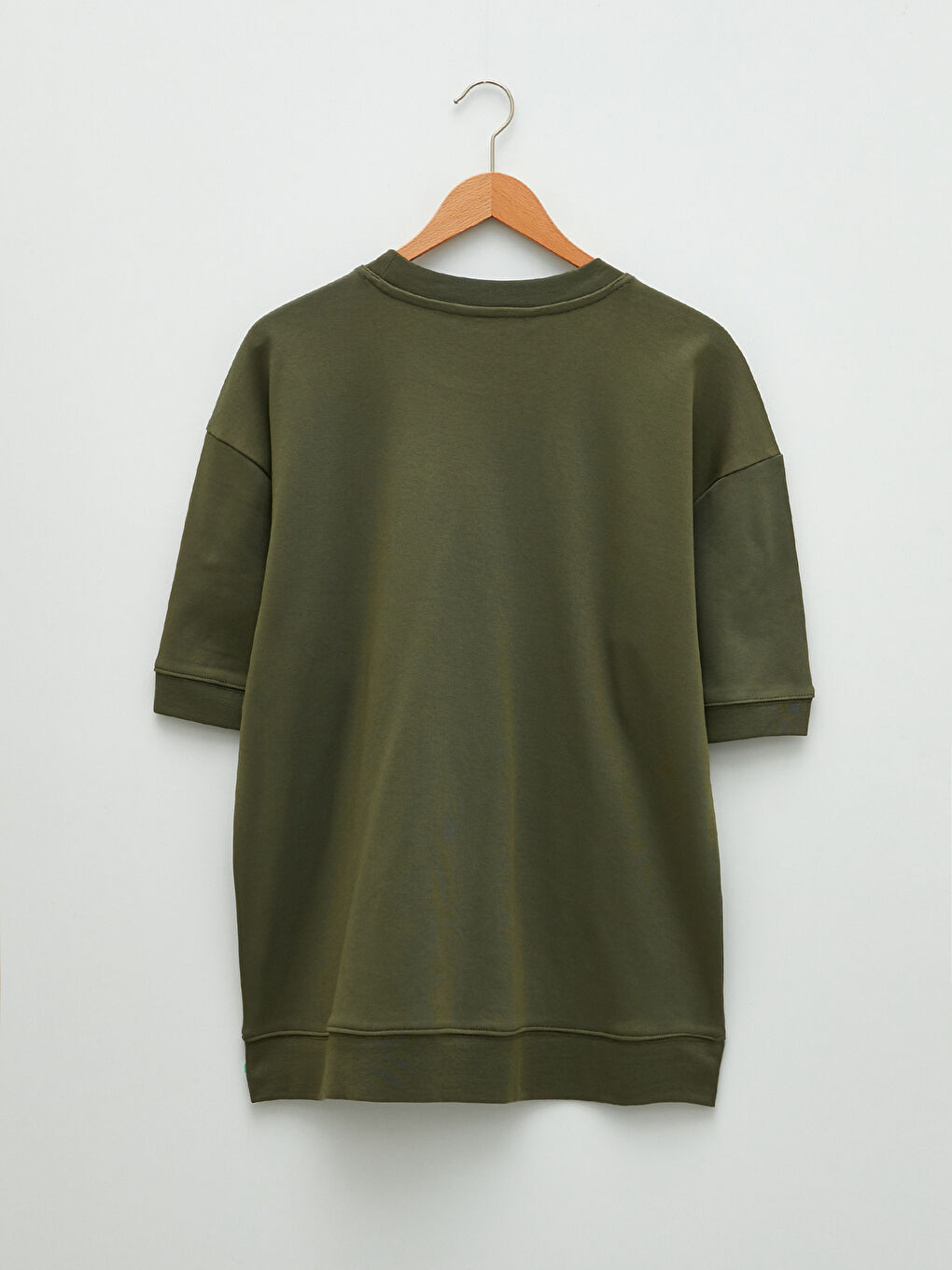 Haki Bisiklet Yaka Kısa Kollu Erkek Sweatshirt-1