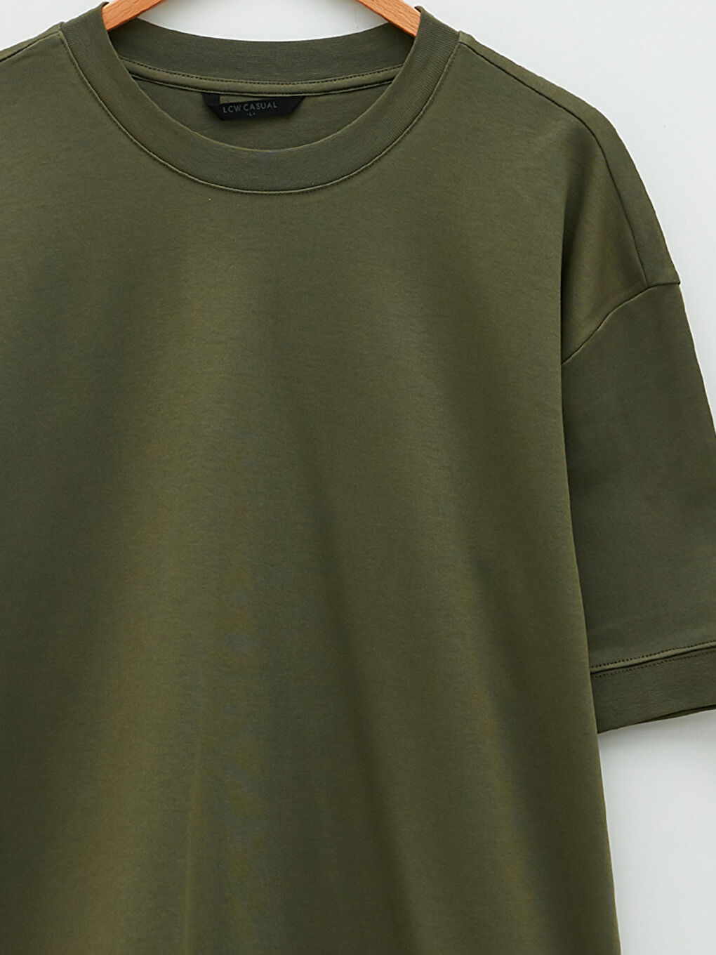 Haki Bisiklet Yaka Kısa Kollu Erkek Sweatshirt-2