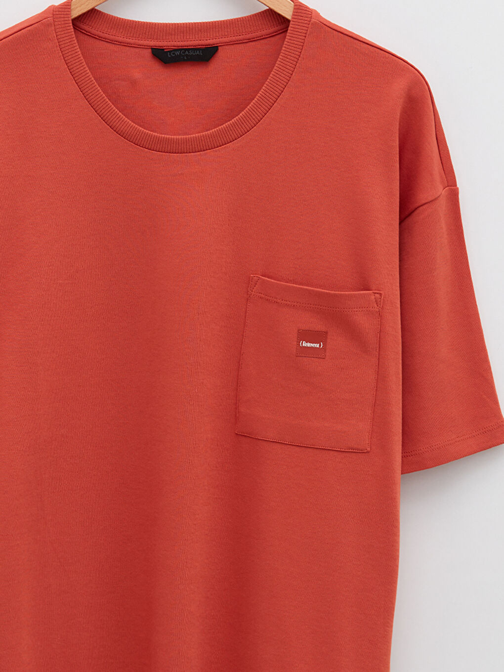 Turuncu Bisiklet Yaka Kısa Kollu Pamuklu Erkek Tişört-7