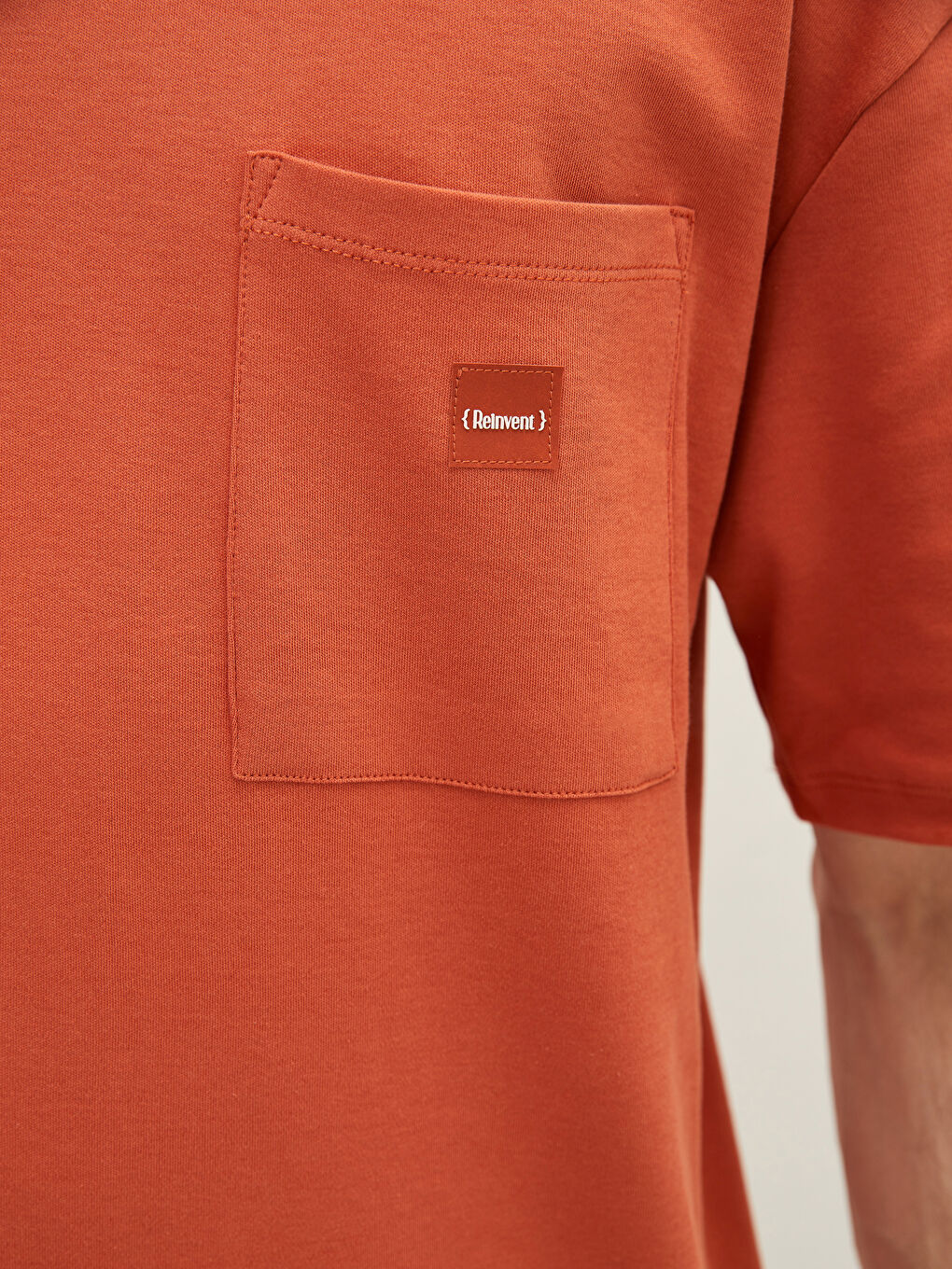 Turuncu Bisiklet Yaka Kısa Kollu Pamuklu Erkek Tişört-3