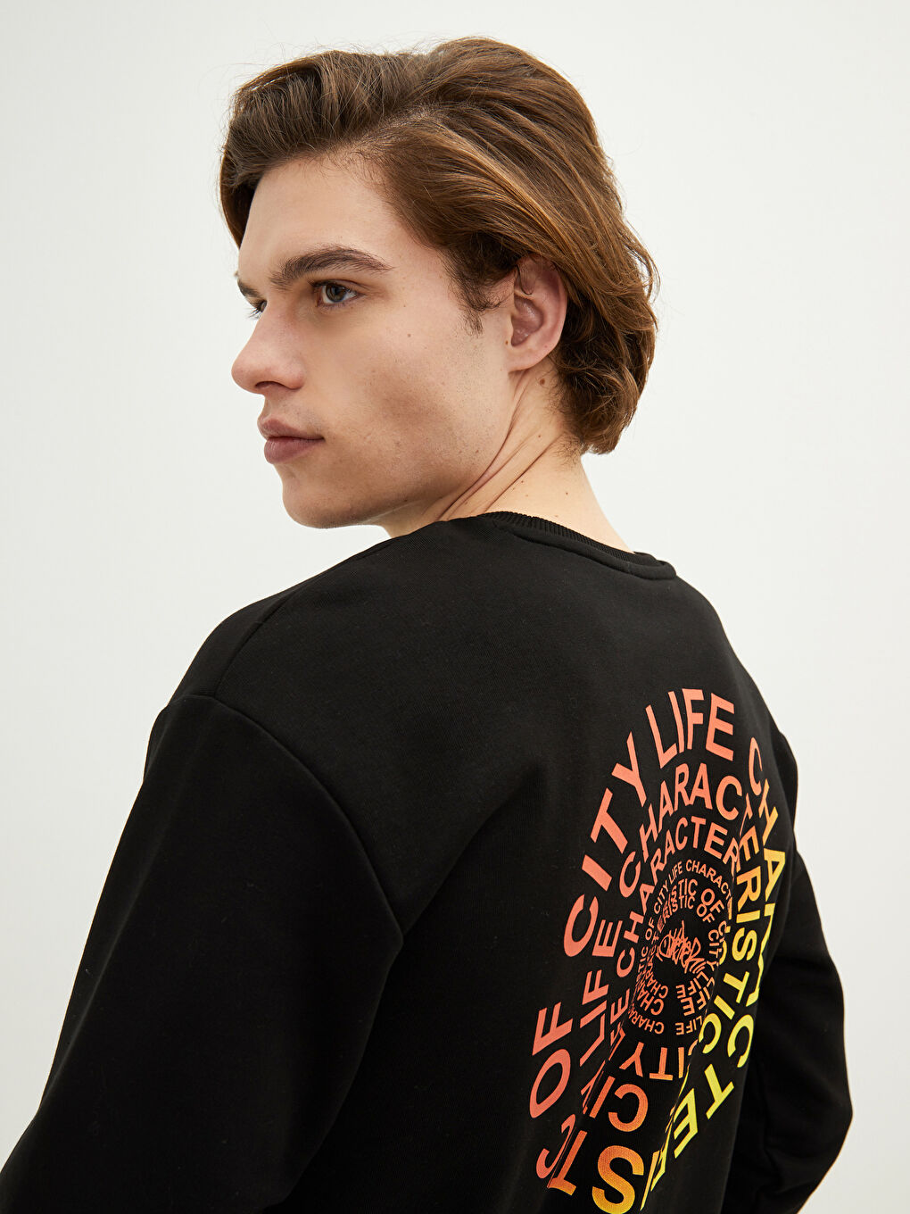 Crew Neck Long Sleeve Printed Men's Sweatshirt