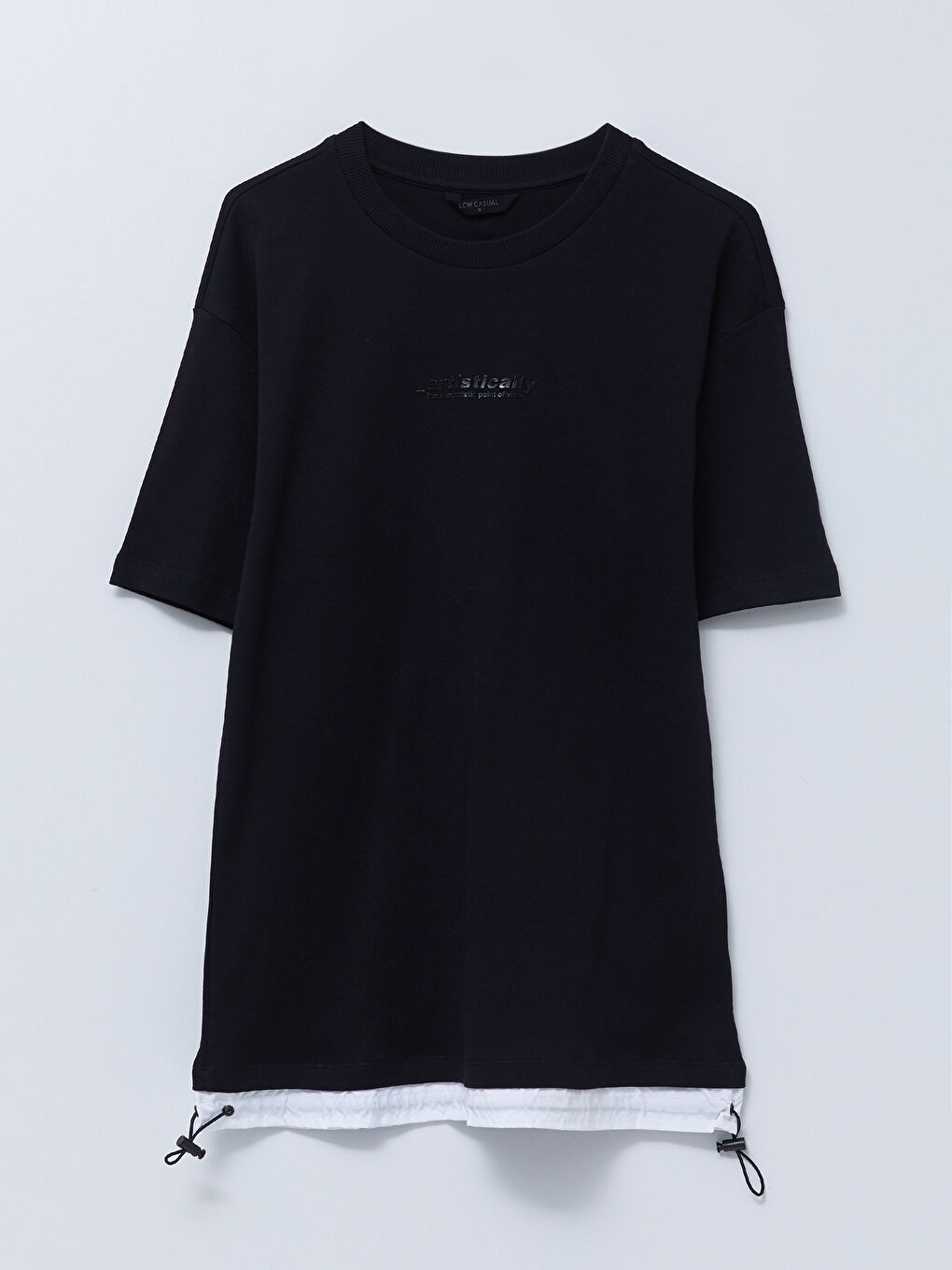 Siyah Bisiklet Yaka Kısa Kollu Baskılı Erkek Sweatshirt-5