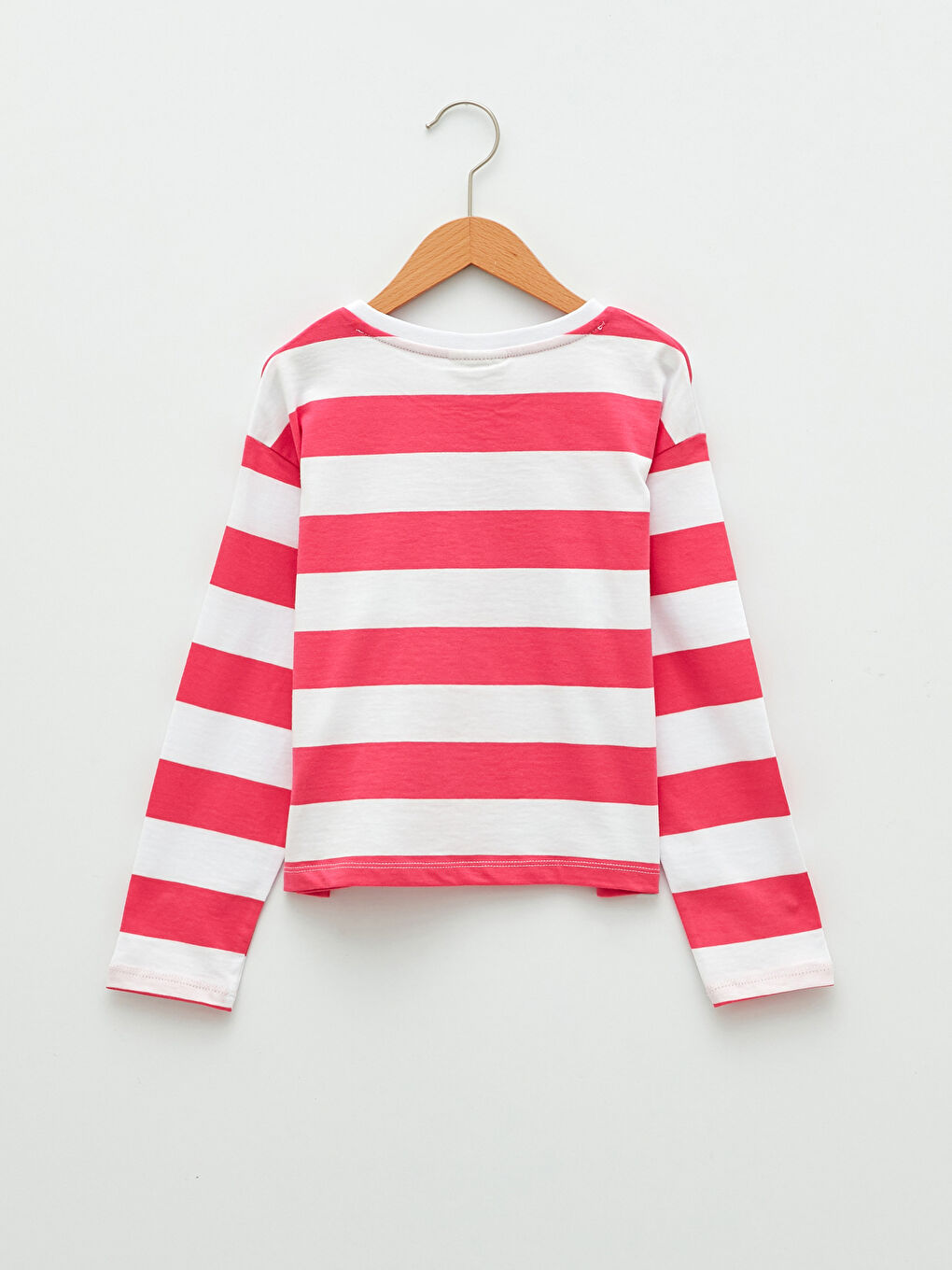 LCW Kids Crew Neck Striped Long Sleeve Cotton Girl T-shirt -S23008Z4-LHK