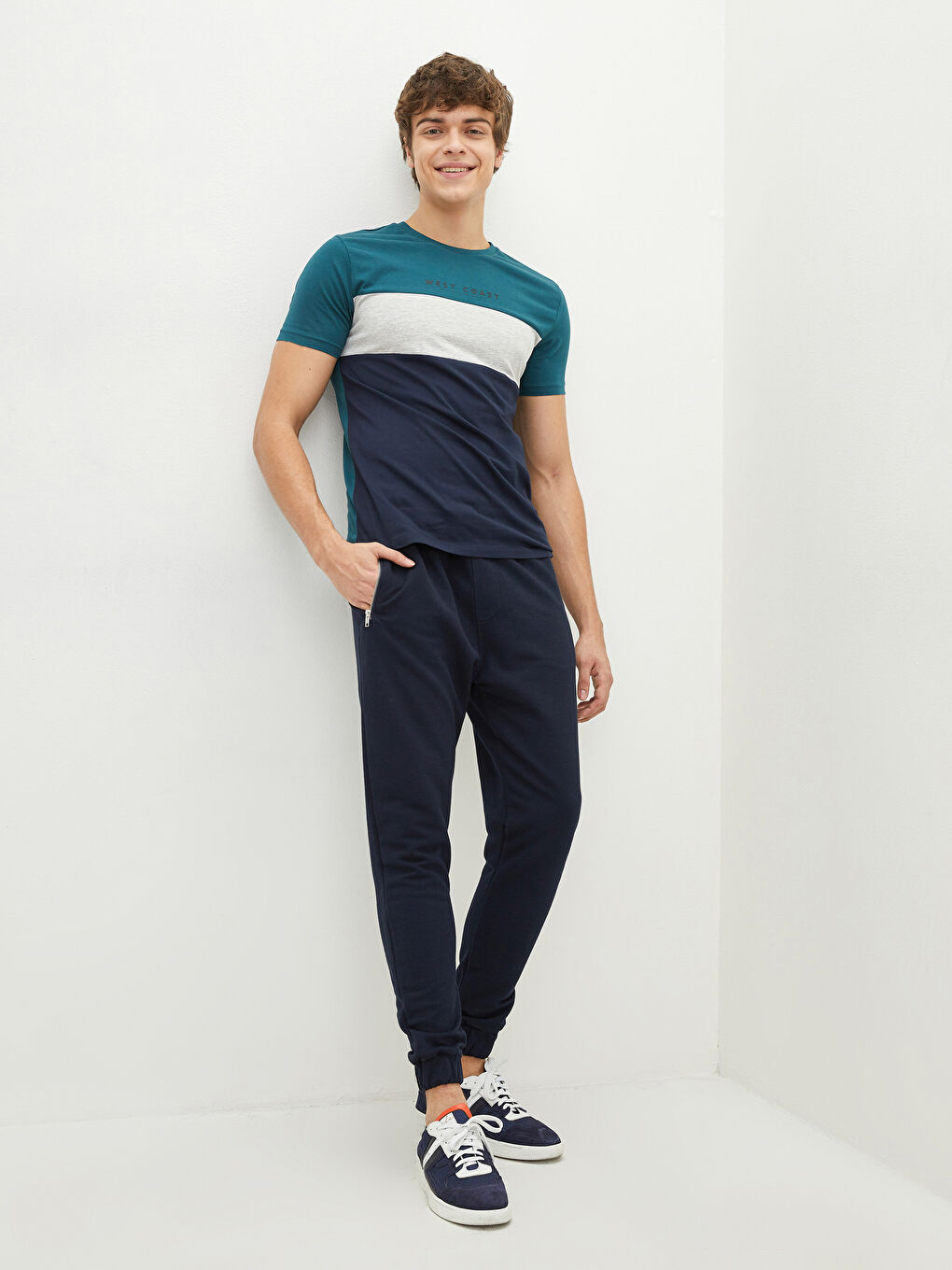 Lacivert Dar Kalıp Erkek Eşofman Altı-1