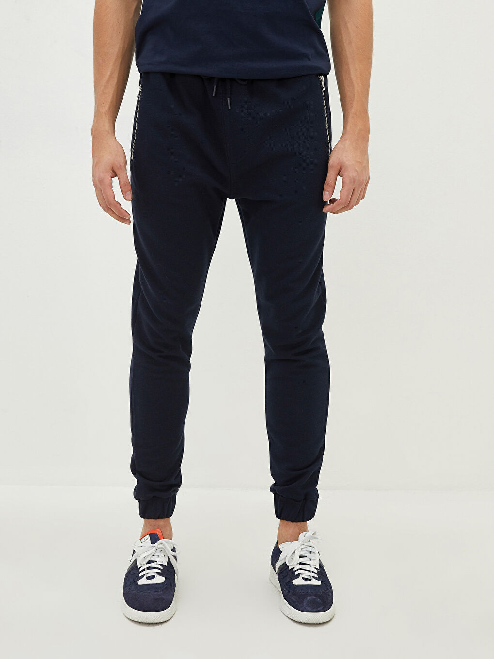 Lacivert Dar Kalıp Erkek Eşofman Altı-2