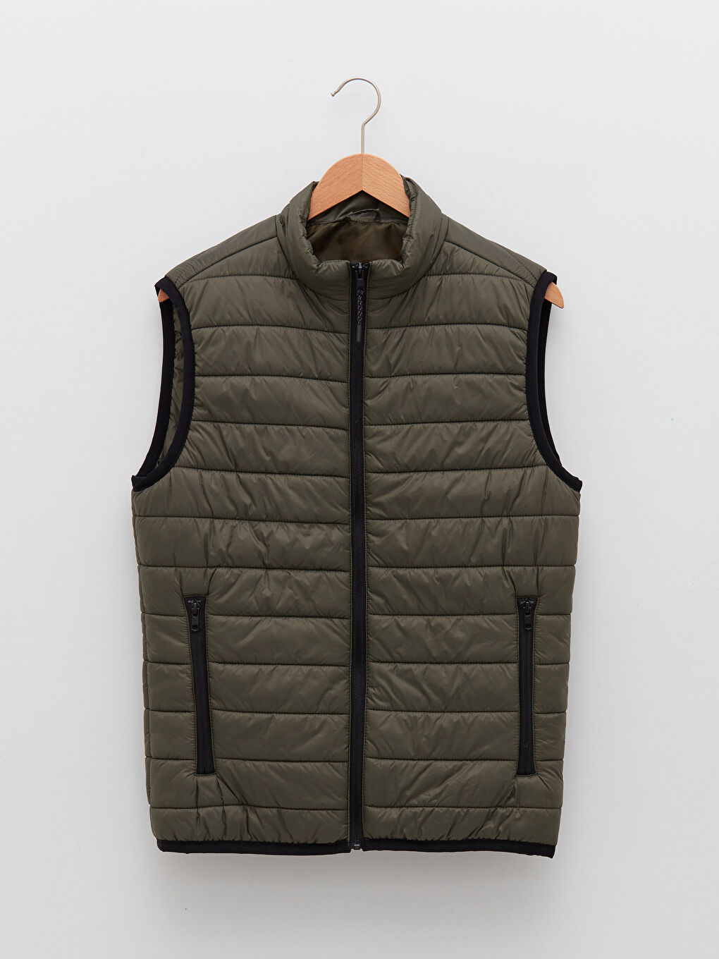 Haki Slim Fit Dik Yaka Erkek Yelek-5