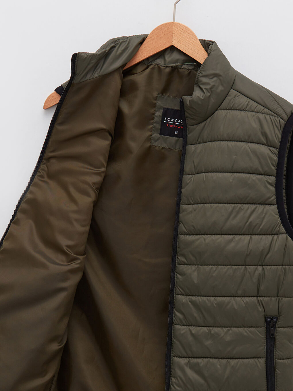 Haki Slim Fit Dik Yaka Erkek Yelek-7