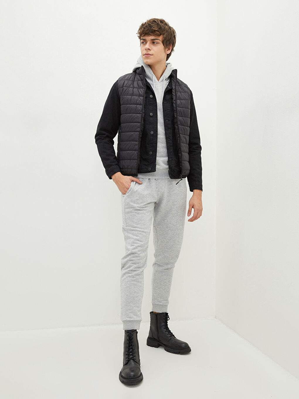 Slim Fit Funnel Neck Men's Vest-1