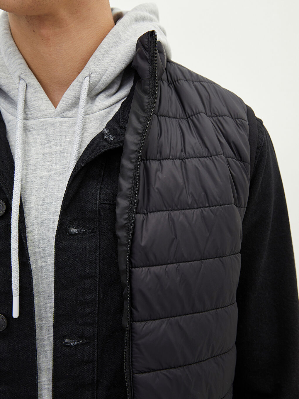 Slim Fit Funnel Neck Men's Vest-3