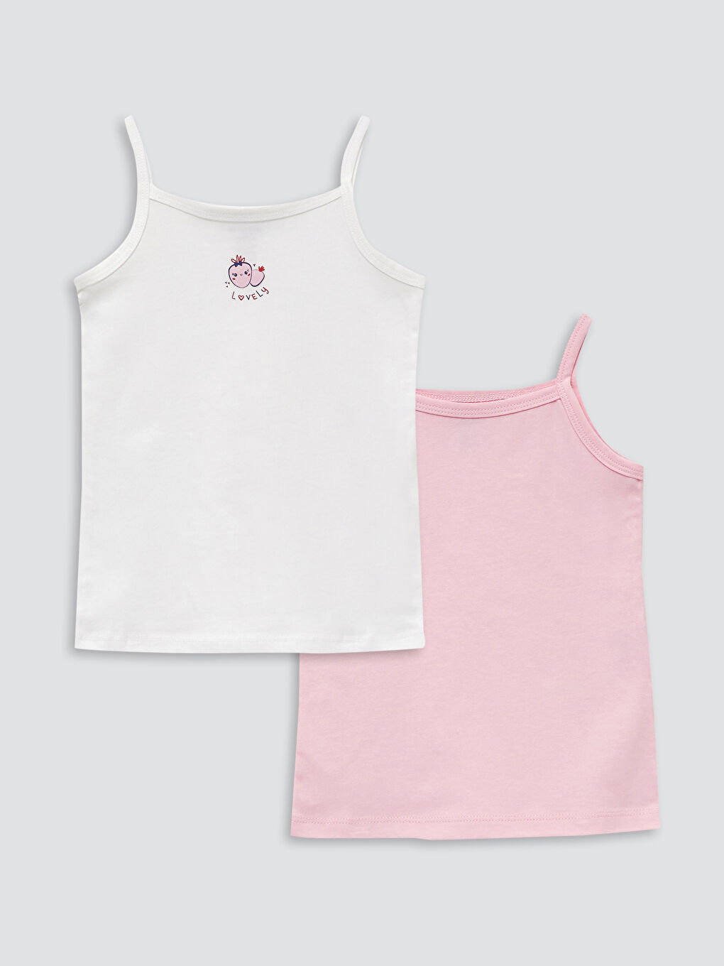 LC Waikiki Square Collar Strappy Baby Girls' Vest 2 Pack -S23038Z1-R9J