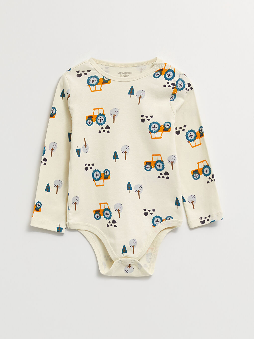 Crew Neck Long Sleeve Printed Cotton Baby Boy Body with Snap Crotch 2-Pack-2