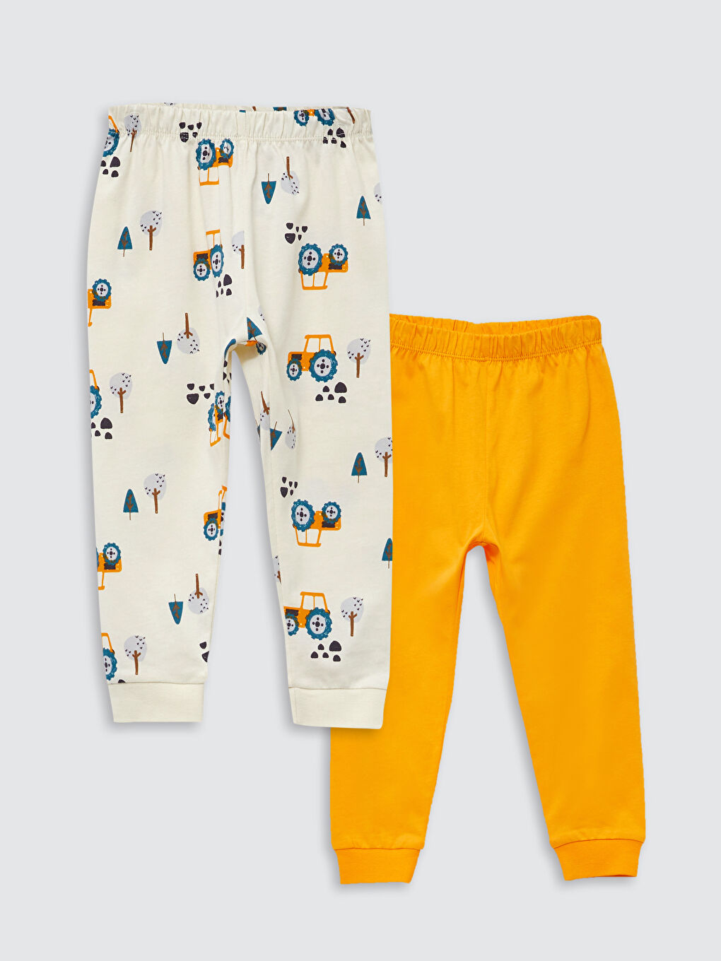 Bej Beli Lastikli Pamuklu Erkek Bebek Pijama Alt 2'li