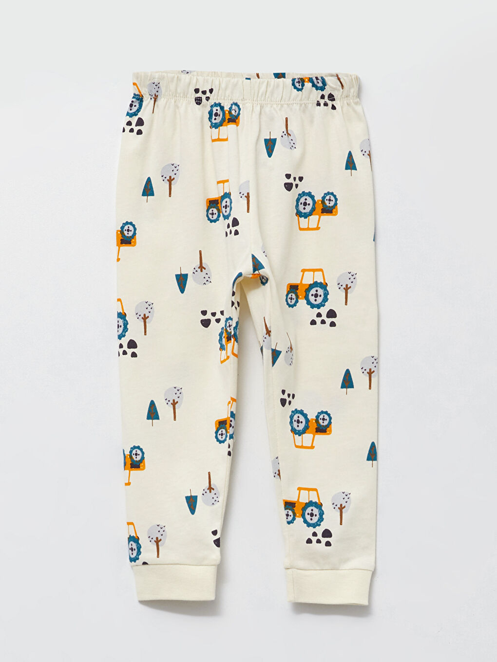 Bej Beli Lastikli Pamuklu Erkek Bebek Pijama Alt 2'li-1