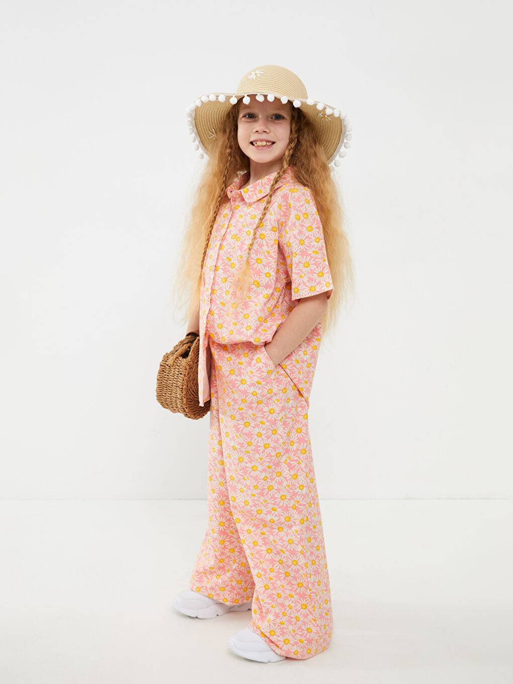 Set Cămașă și Pantaloni Fată Poplin cu Mânecă Scurtă și Imprimeu-1