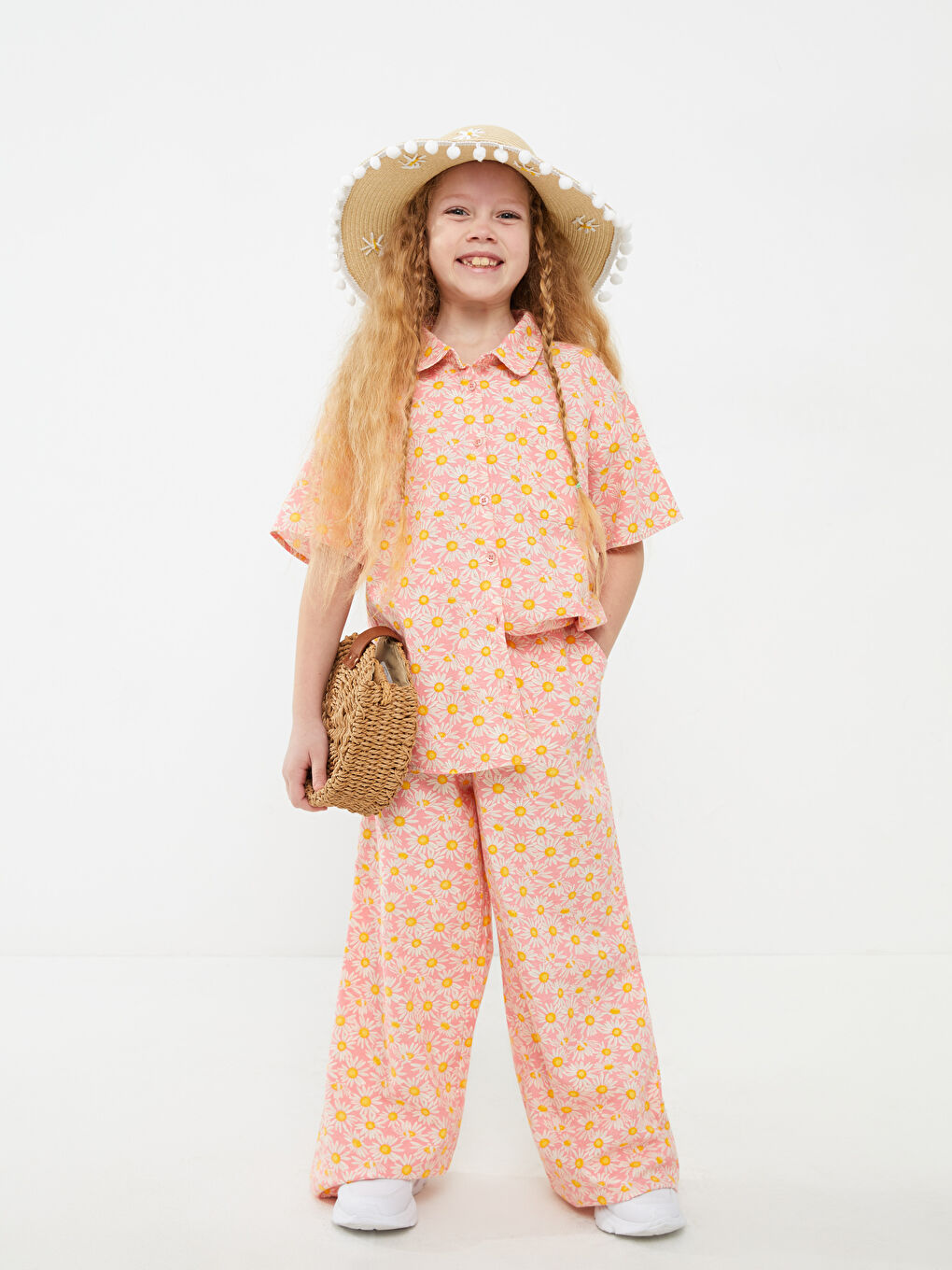 Set Cămașă și Pantaloni Fată Poplin cu Mânecă Scurtă și Imprimeu-3