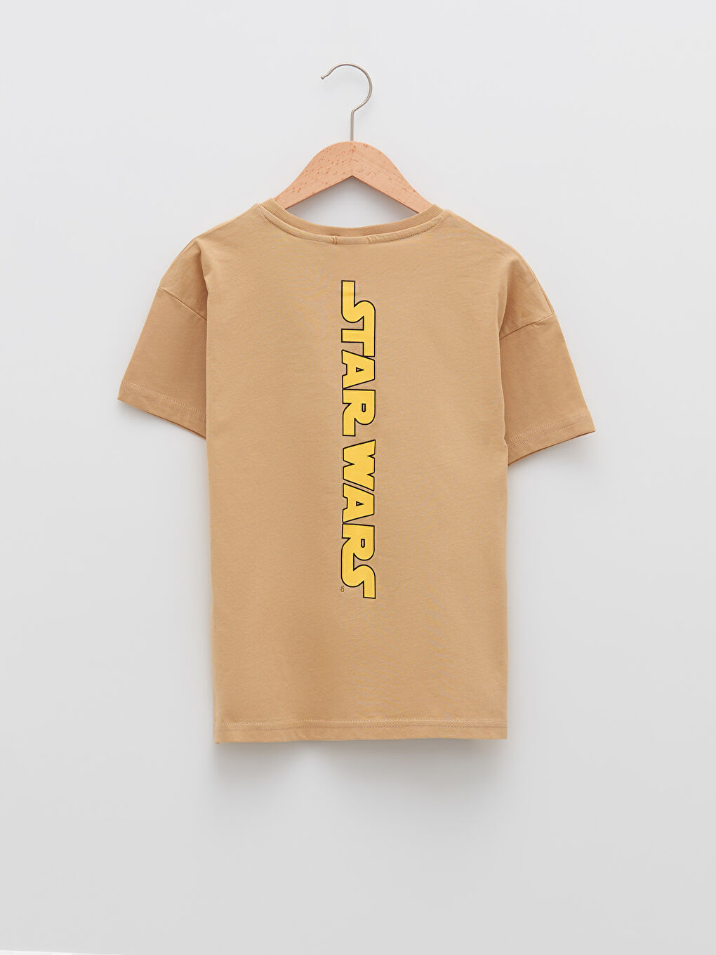 Bej Bisiklet Yaka Star Wars Baskılı Kısa Kollu Erkek Çocuk Tişört-1