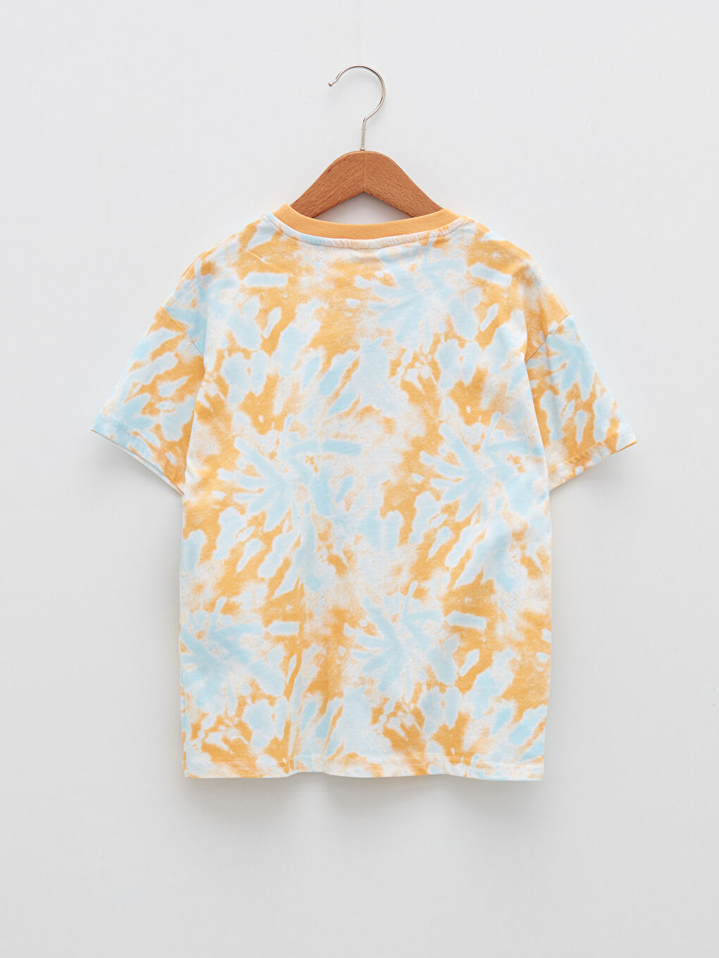 Sarı Bisiklet Yaka Batik Desenli Kısa Kollu Erkek Çocuk Tişört ve Şort-2