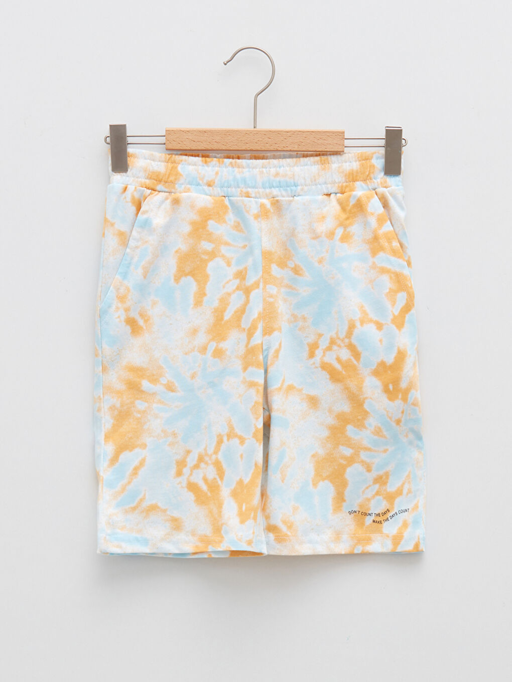 Sarı Bisiklet Yaka Batik Desenli Kısa Kollu Erkek Çocuk Tişört ve Şort-3