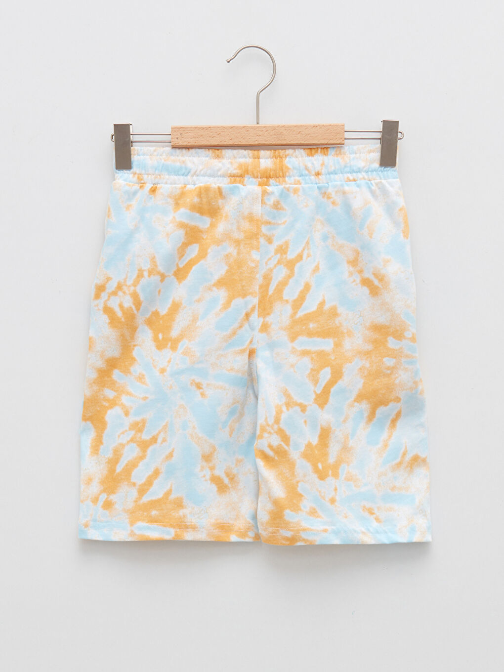 Sarı Bisiklet Yaka Batik Desenli Kısa Kollu Erkek Çocuk Tişört ve Şort-4