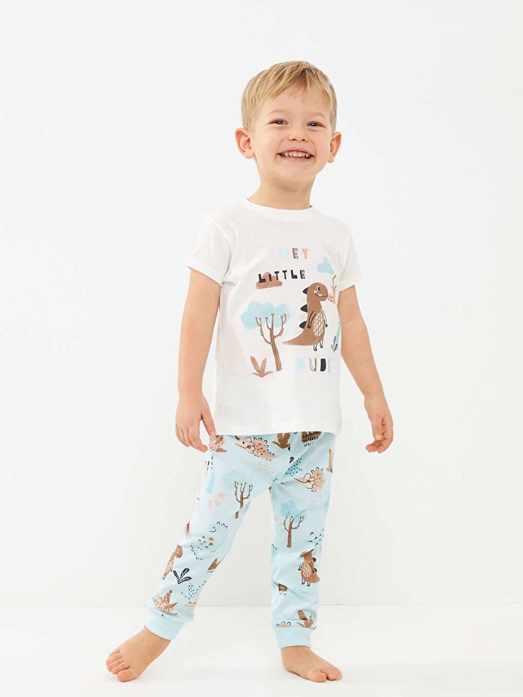 Ensemble de Pyjama Bébé Garçon en Coton Imprimé à Manches Courtes et Col Rond-1