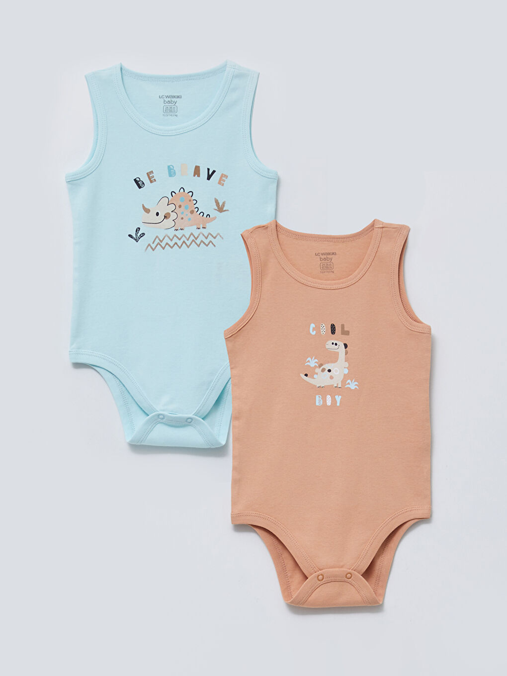 Crew Neck Printed Baby Boy Bodysuit with Snap Crotch 2-Pack