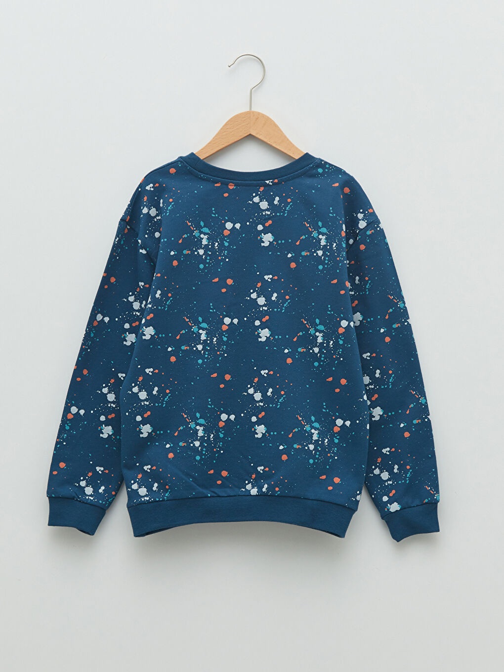 Petrol Bisiklet Yaka Baskılı Uzun Kollu Erkek Çocuk Sweatshirt-1