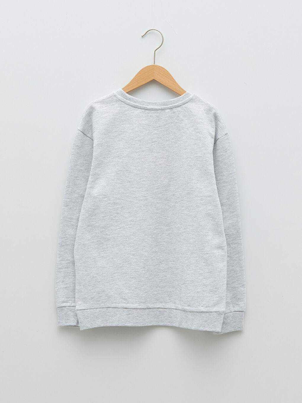 Gri Bisiklet Yaka Baskılı Uzun Kollu Erkek Çocuk Sweatshirt-1