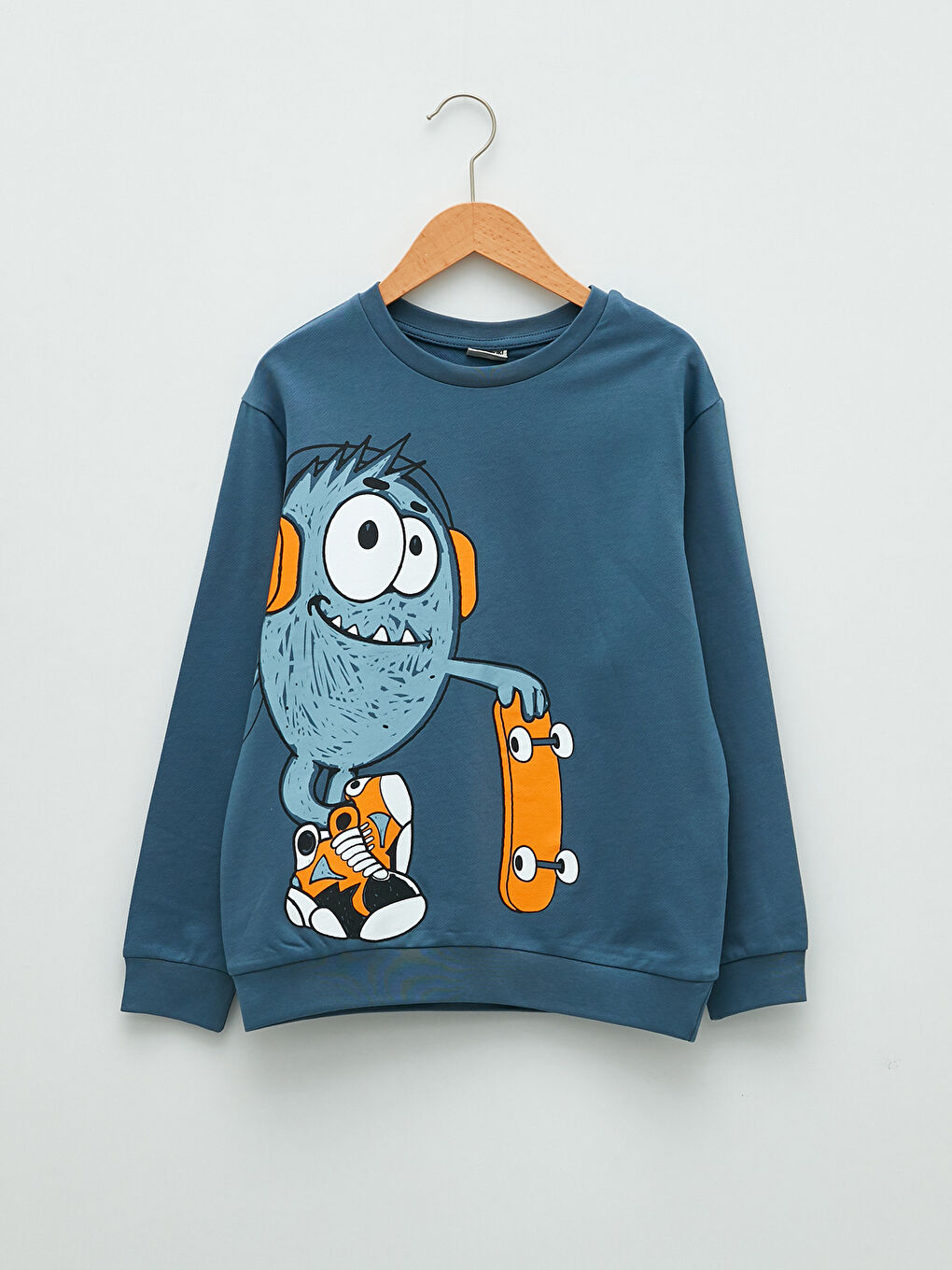 İndigo Bisiklet Yaka Baskılı Uzun Kollu Erkek Çocuk Sweatshirt